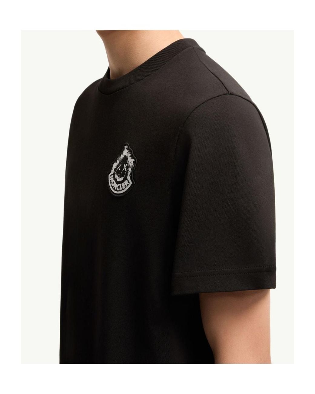 Moncler Black Logo Embroidered Crewneck T-Shirt for men