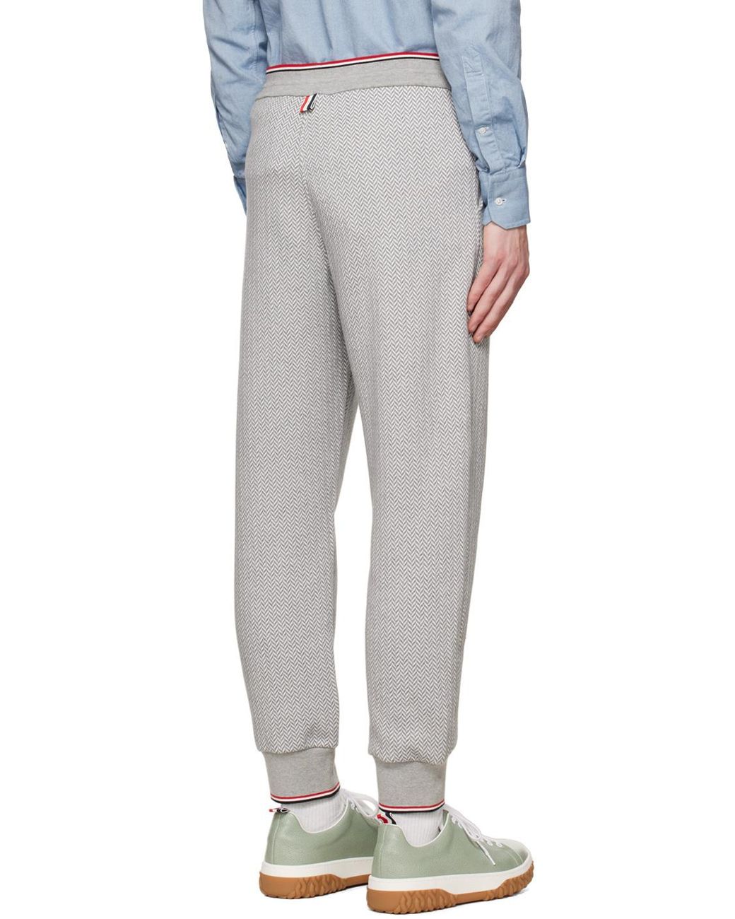 Thom Browne Gray Logo Patch Drawstring Track Pants for men