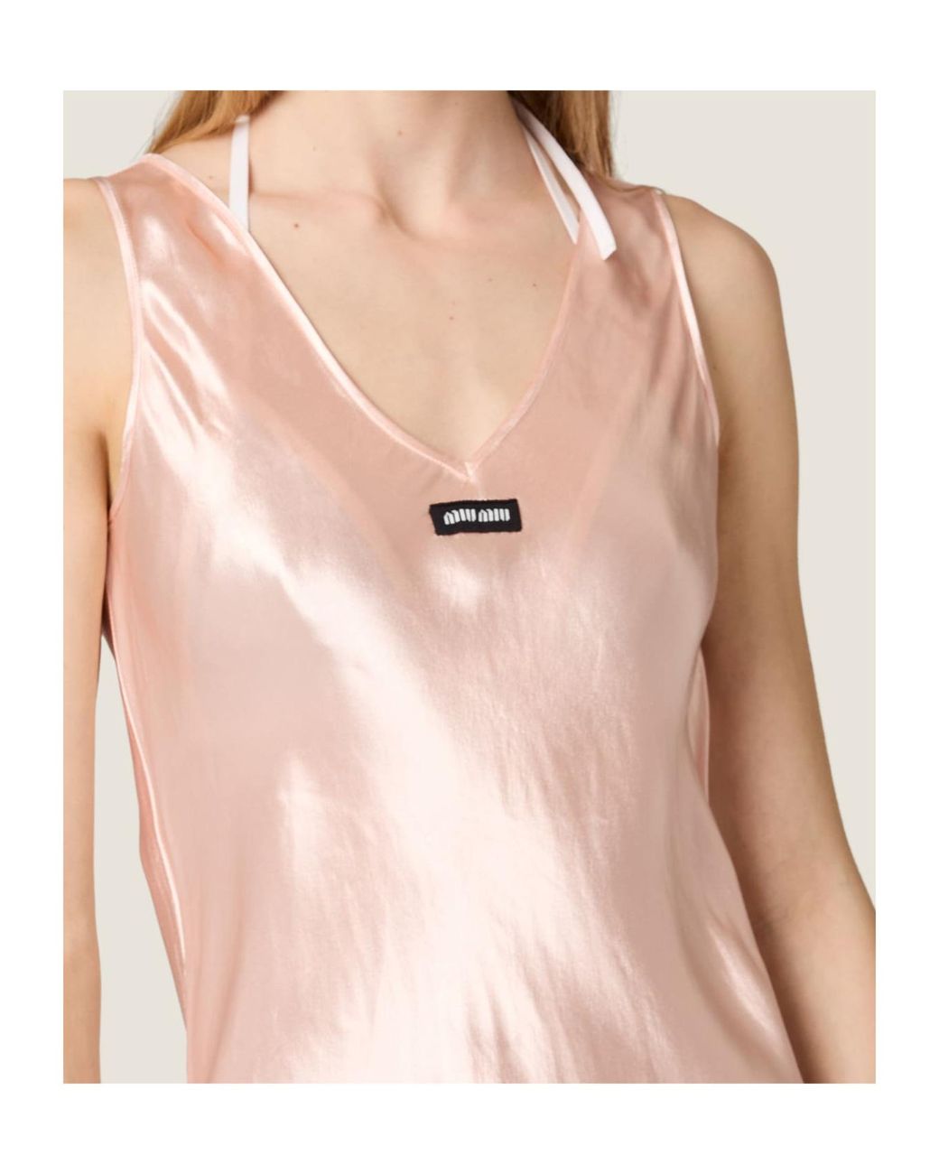 Miu Miu Pink Satin Midi-Dress