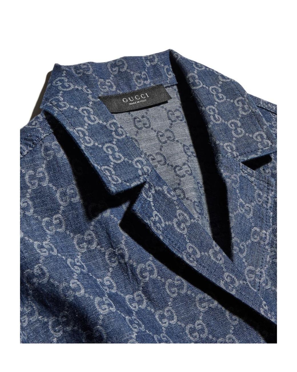 Gucci Blue Gg Jacquard Shirt