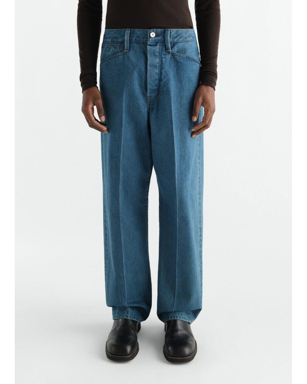 Lemaire Blue Straight Five-Pocket Pants for men