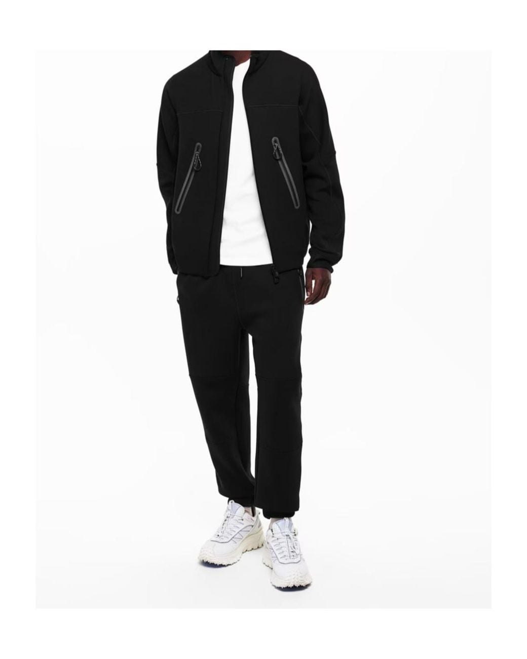 Moncler Black Logo Zip-Up Sweatshirt for men