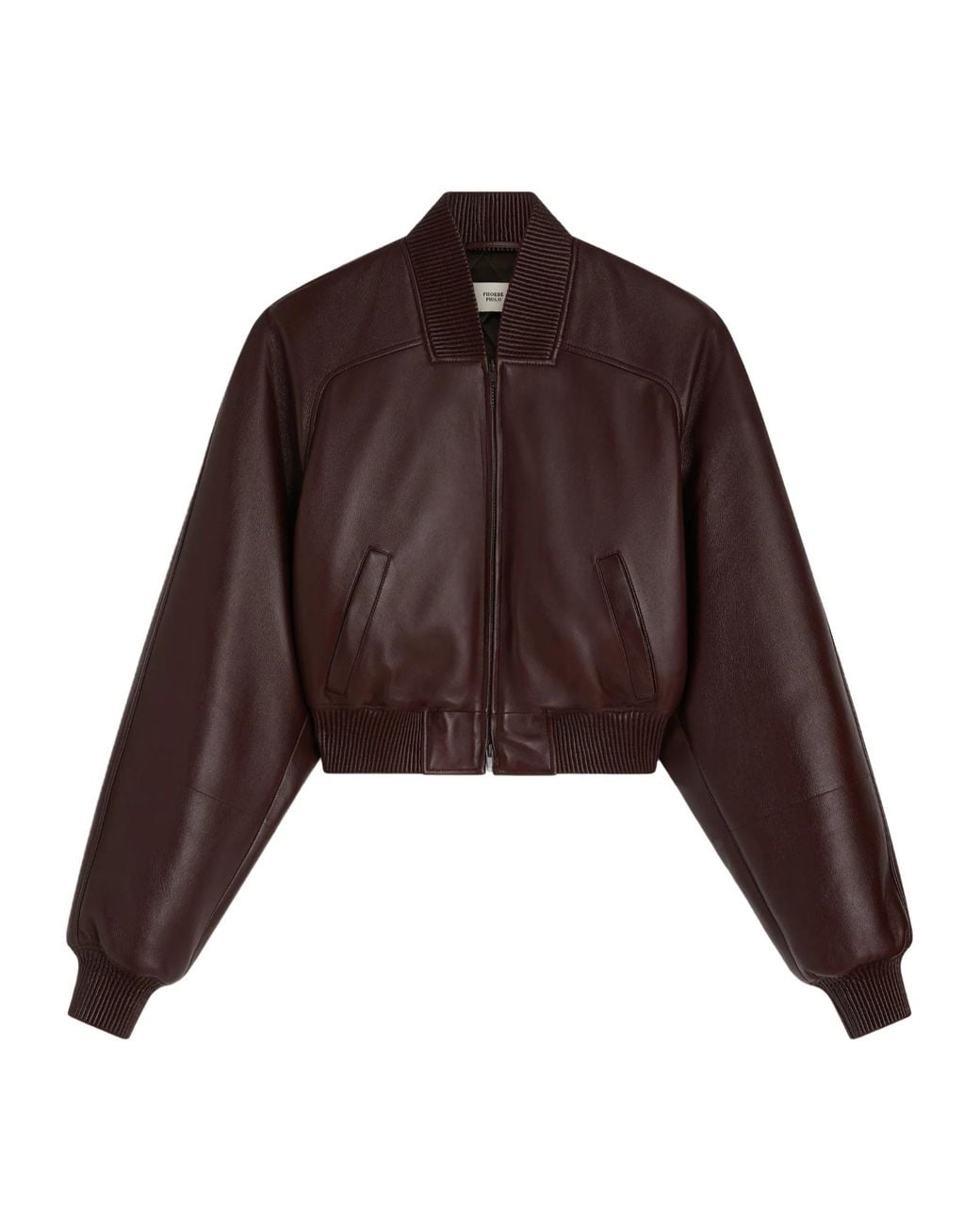 Phoebe Philo Brown Short Bomber Leather Jacket