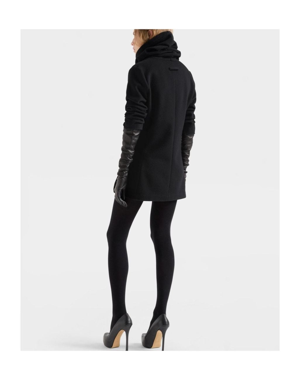 7 For All Mankind Black Mini Ruched High-Neck Dress