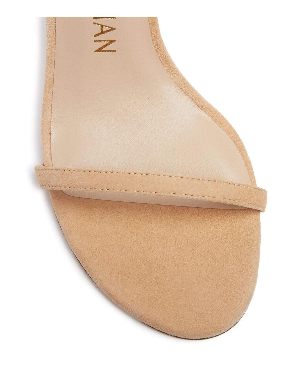 Stuart Weitzman White High-Heeled Sandals With Single-Loop Straps