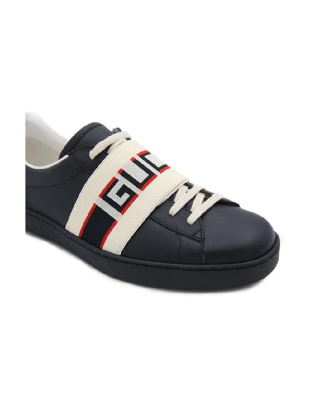 Gucci Black 523469 Ace Shoes Calf-skin Leather Casual Sneakers (GGM1715) for men