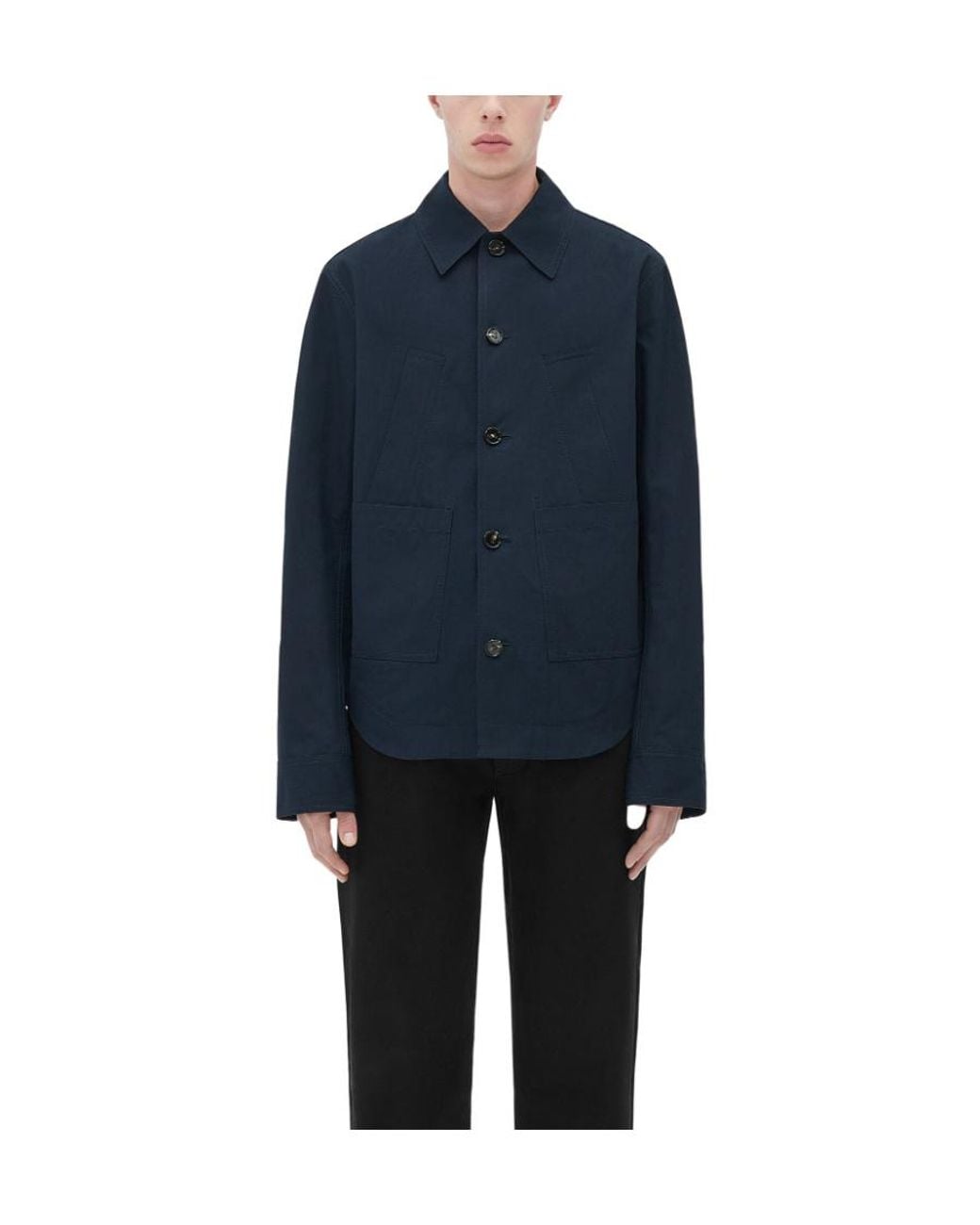 Bottega Veneta Blue Buttoned Overshirt Jacket for men
