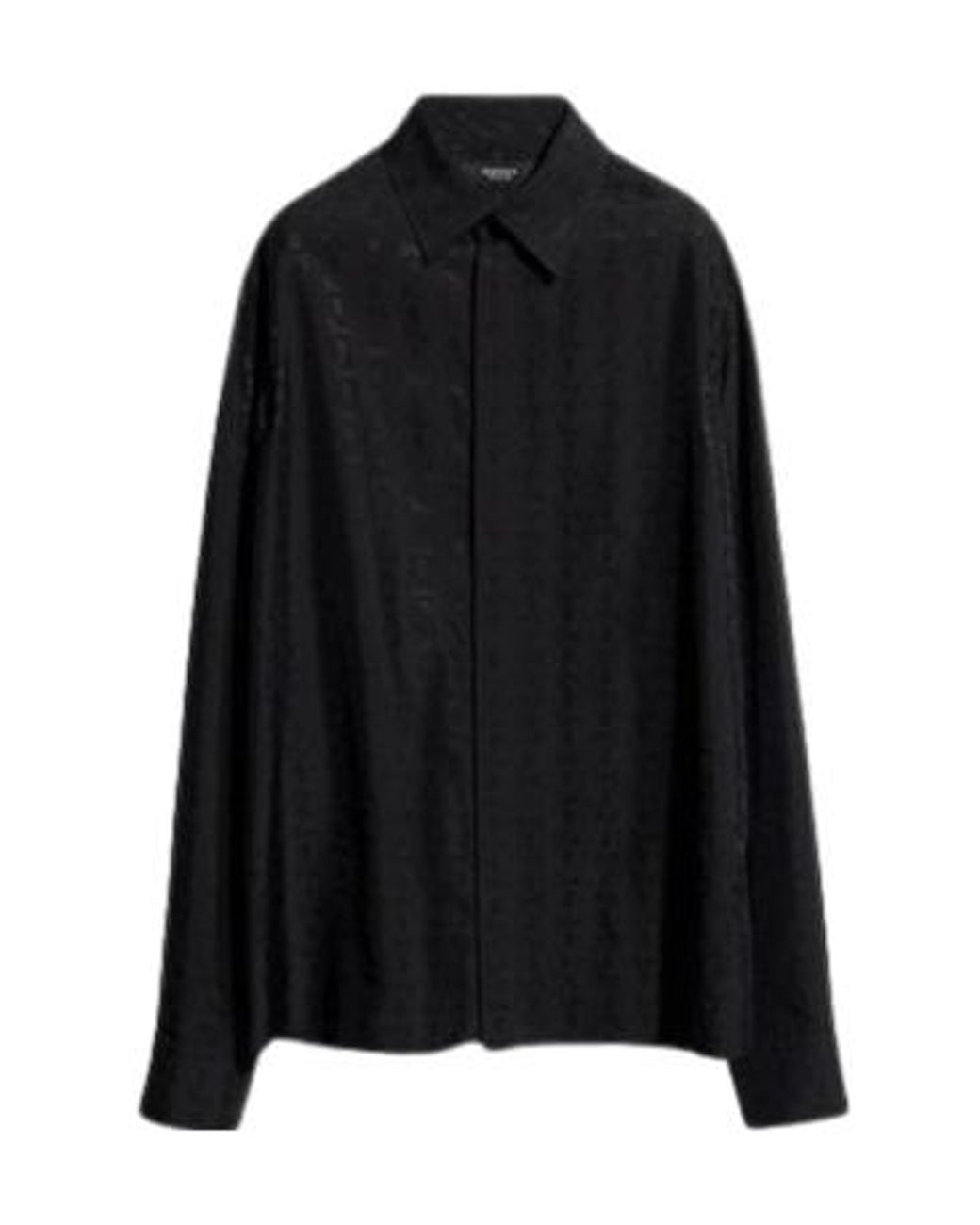 Gucci Black Silk Habotai Shirt With Jacquard Detail