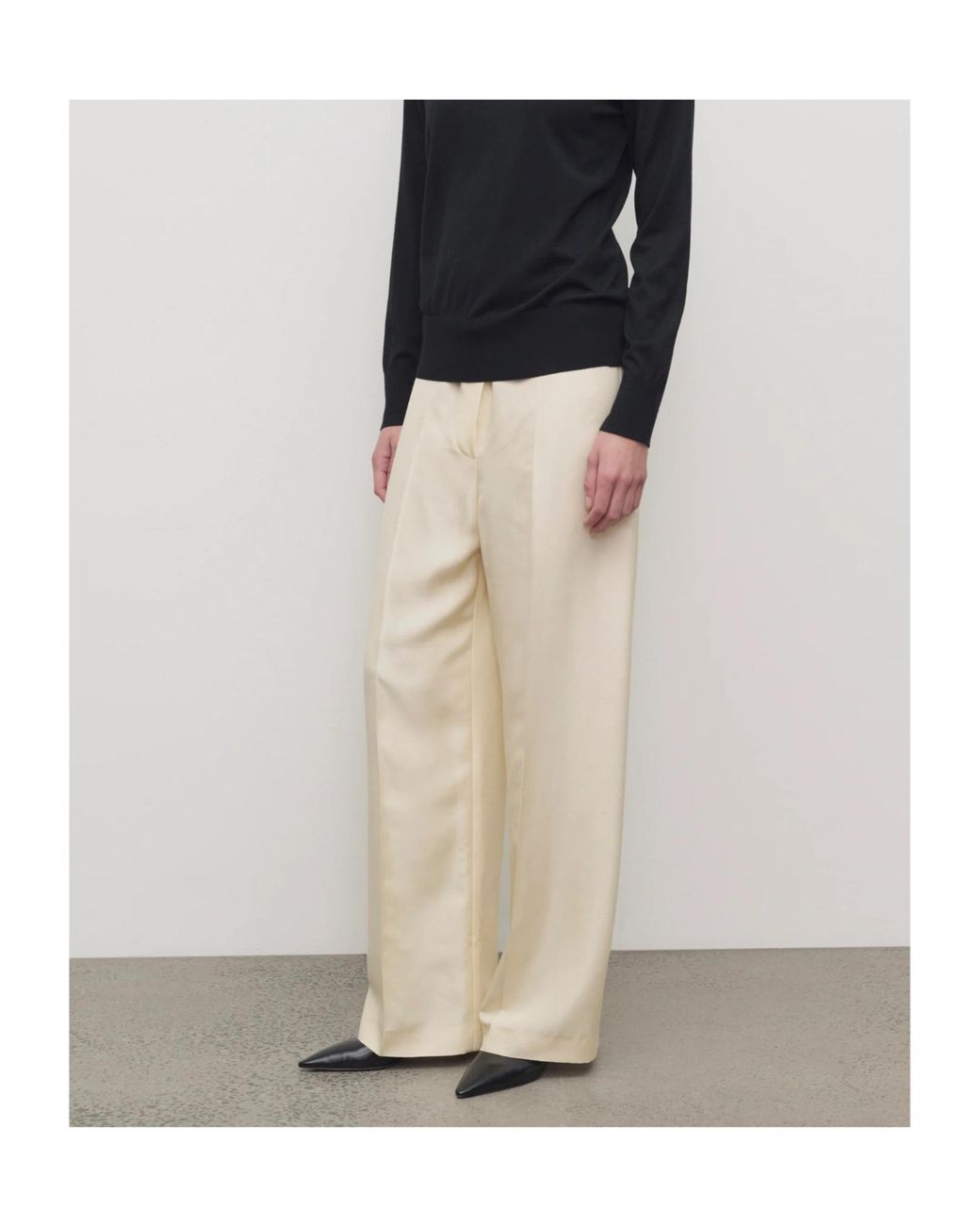 The Row White Beta Silk Trousers