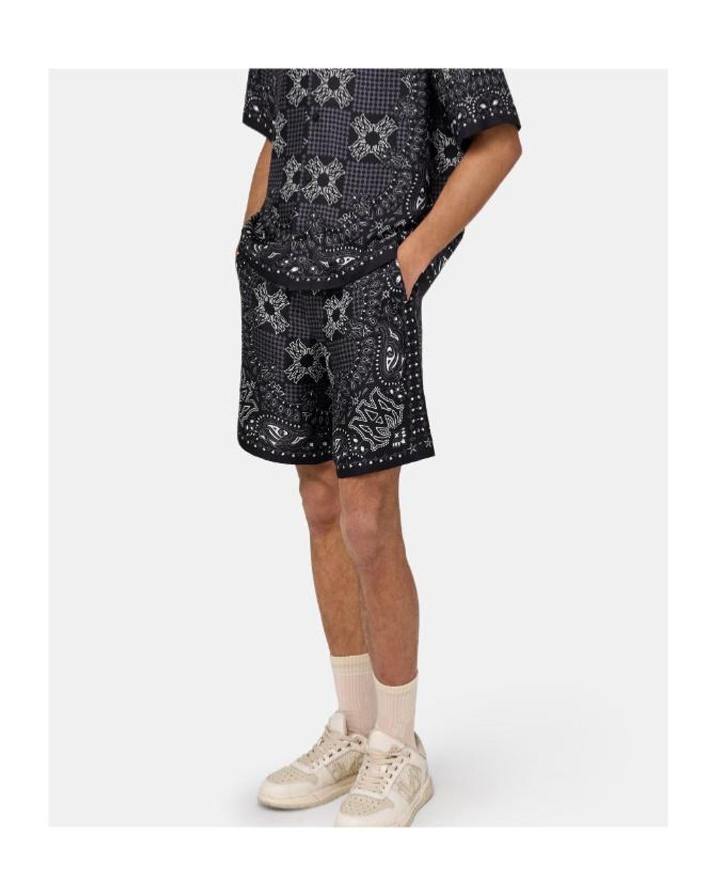 Amiri Black Ma Check Printed Shorts for men