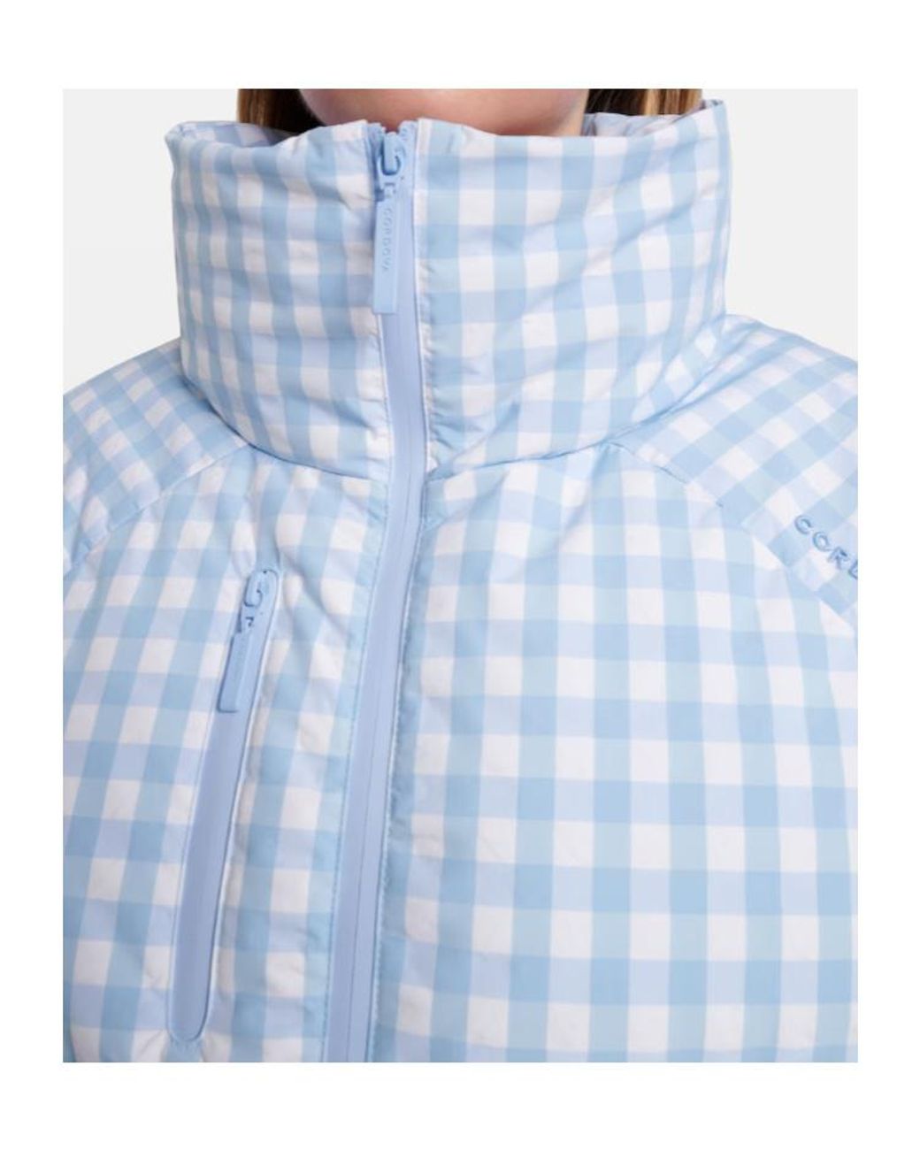 CORDOVA Blue Plaid Long-Sleeved Down Jacket