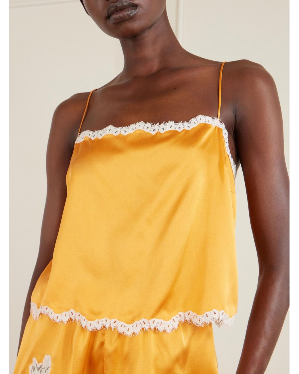 Doen Yellow Loure Lace-Trim Top