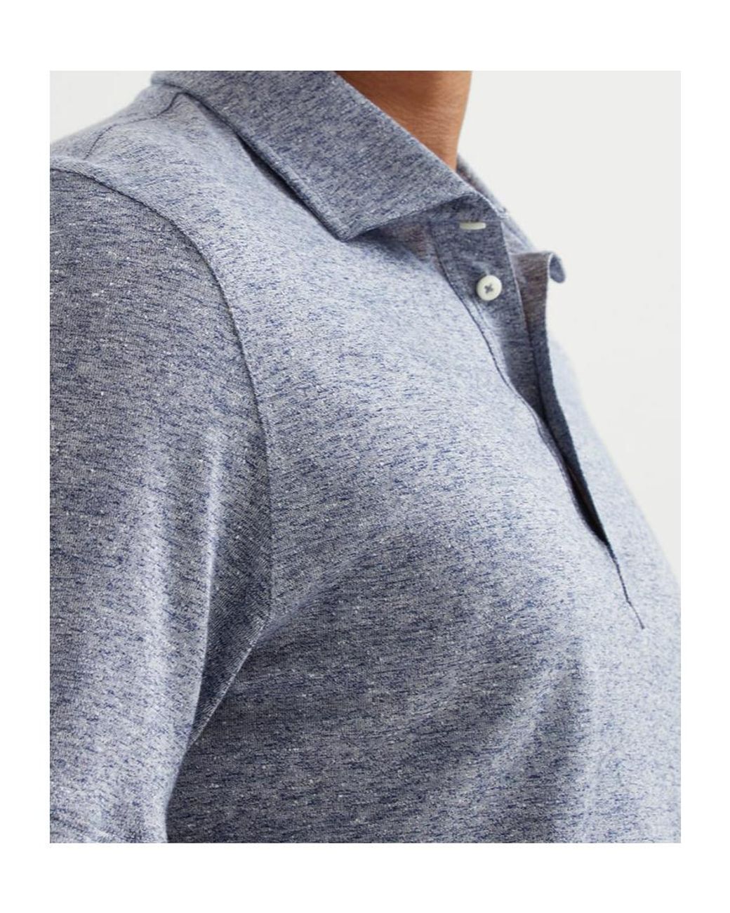 Brunello Cucinelli Blue Mélange-Effect Polo Shirt for men
