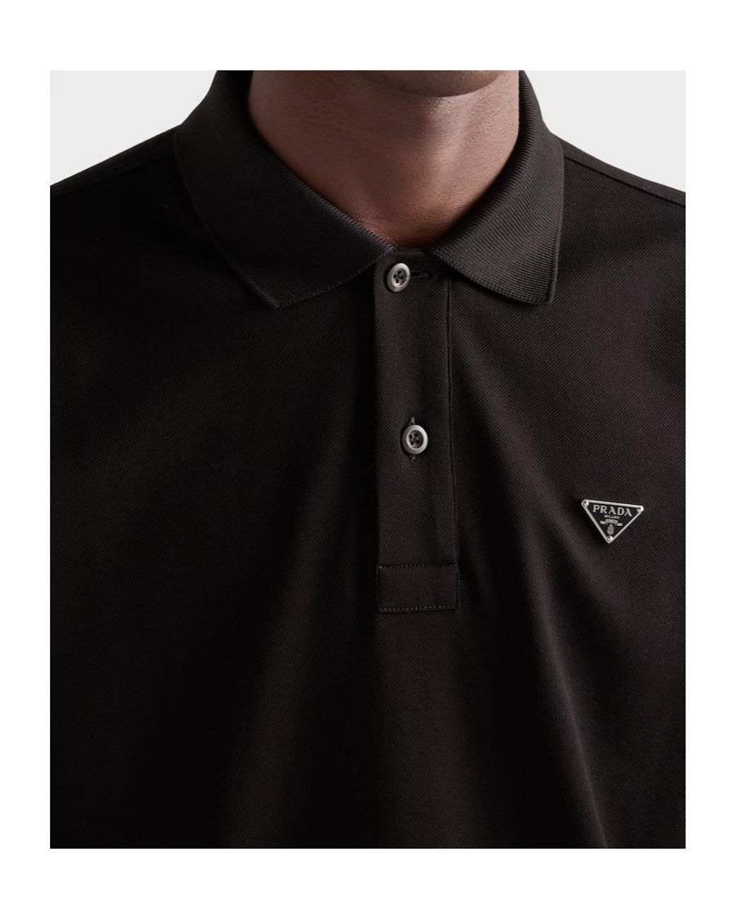 Prada Black Logo Piqué Polo Shirt for men