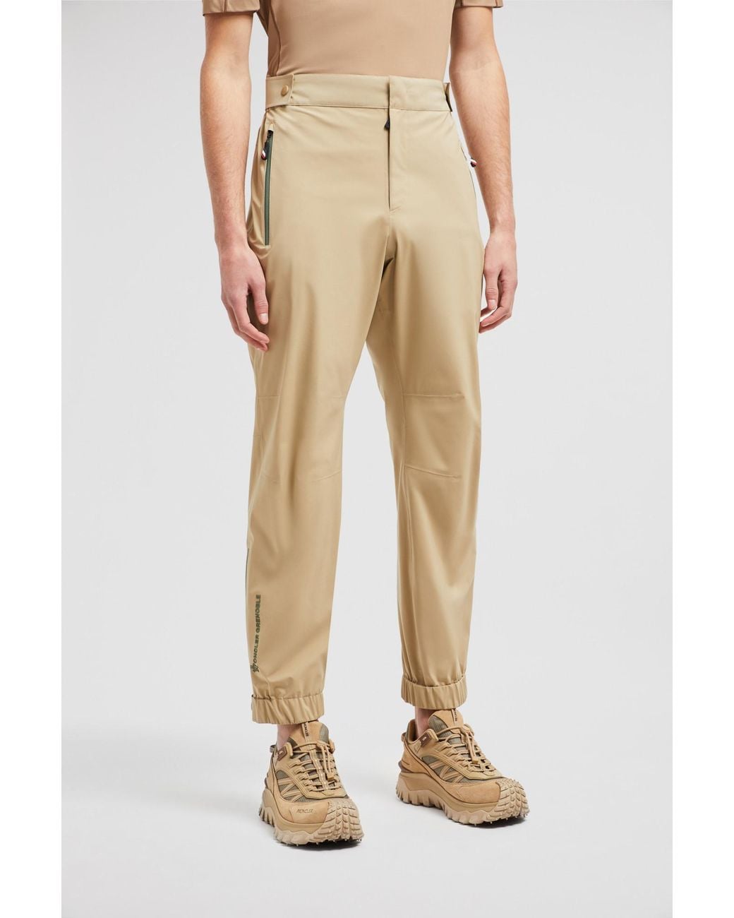 Moncler Natural Grenoble Zipped Pocket Tailored Trousers for men