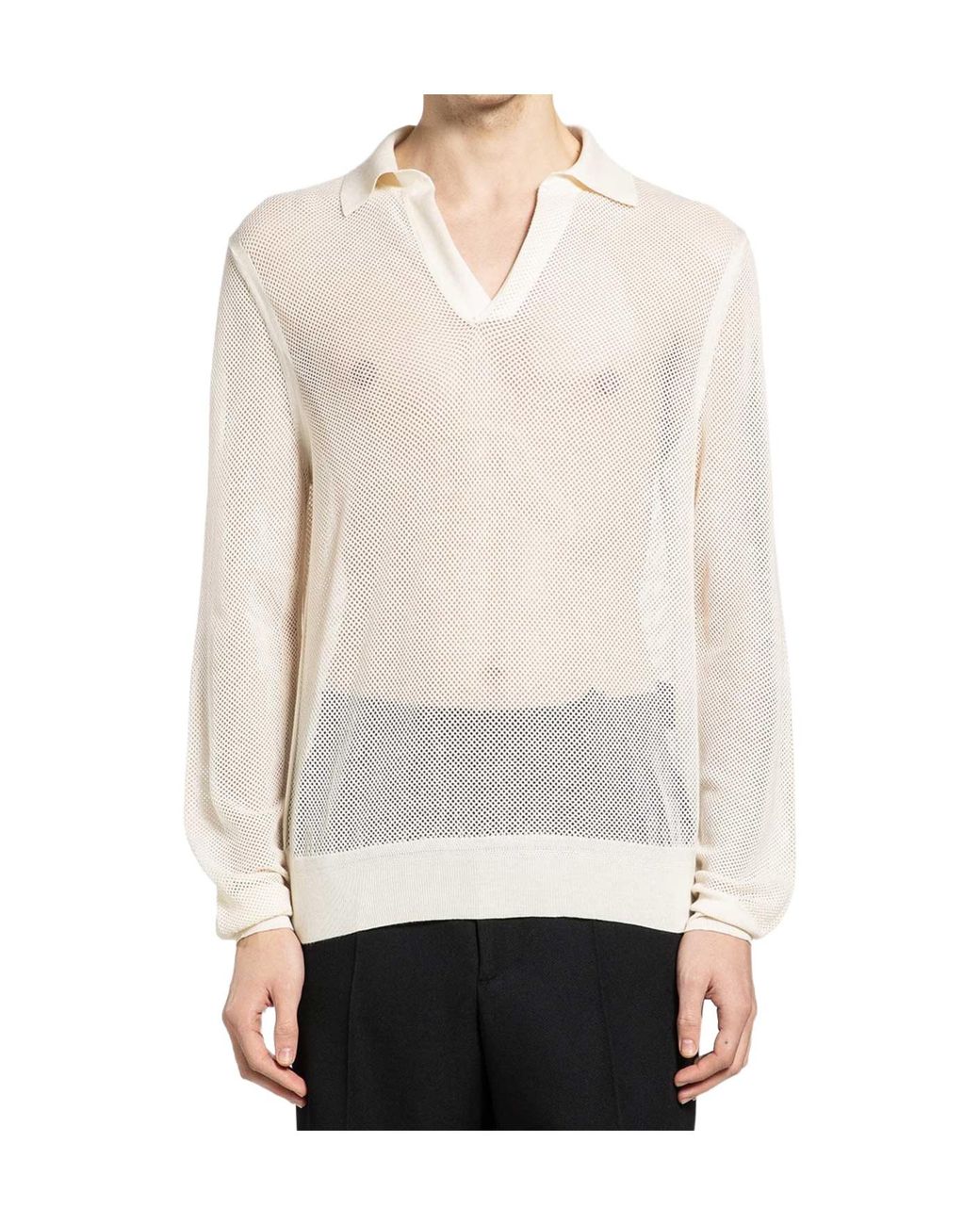 Tom Ford White Semi-Sheer Long-Sleeve Sweater for men