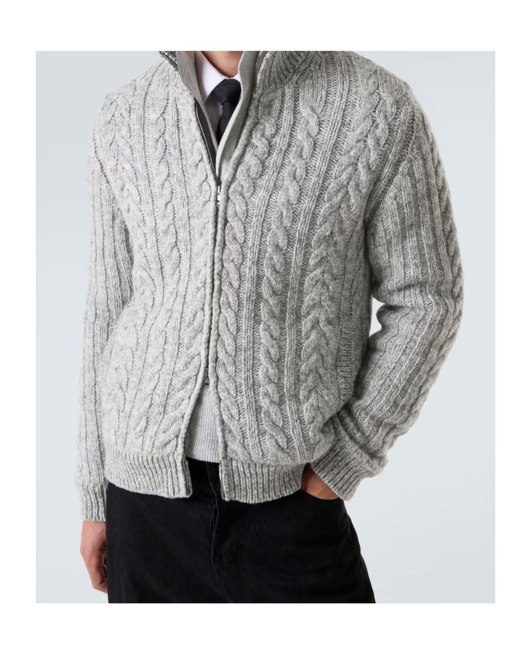Herno Gray Cable-Knit Casual Jacket for men