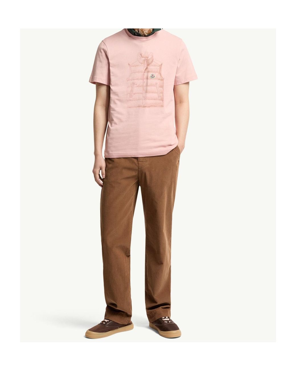 Moncler Pink Padded Gilet Print T-Shirt for men