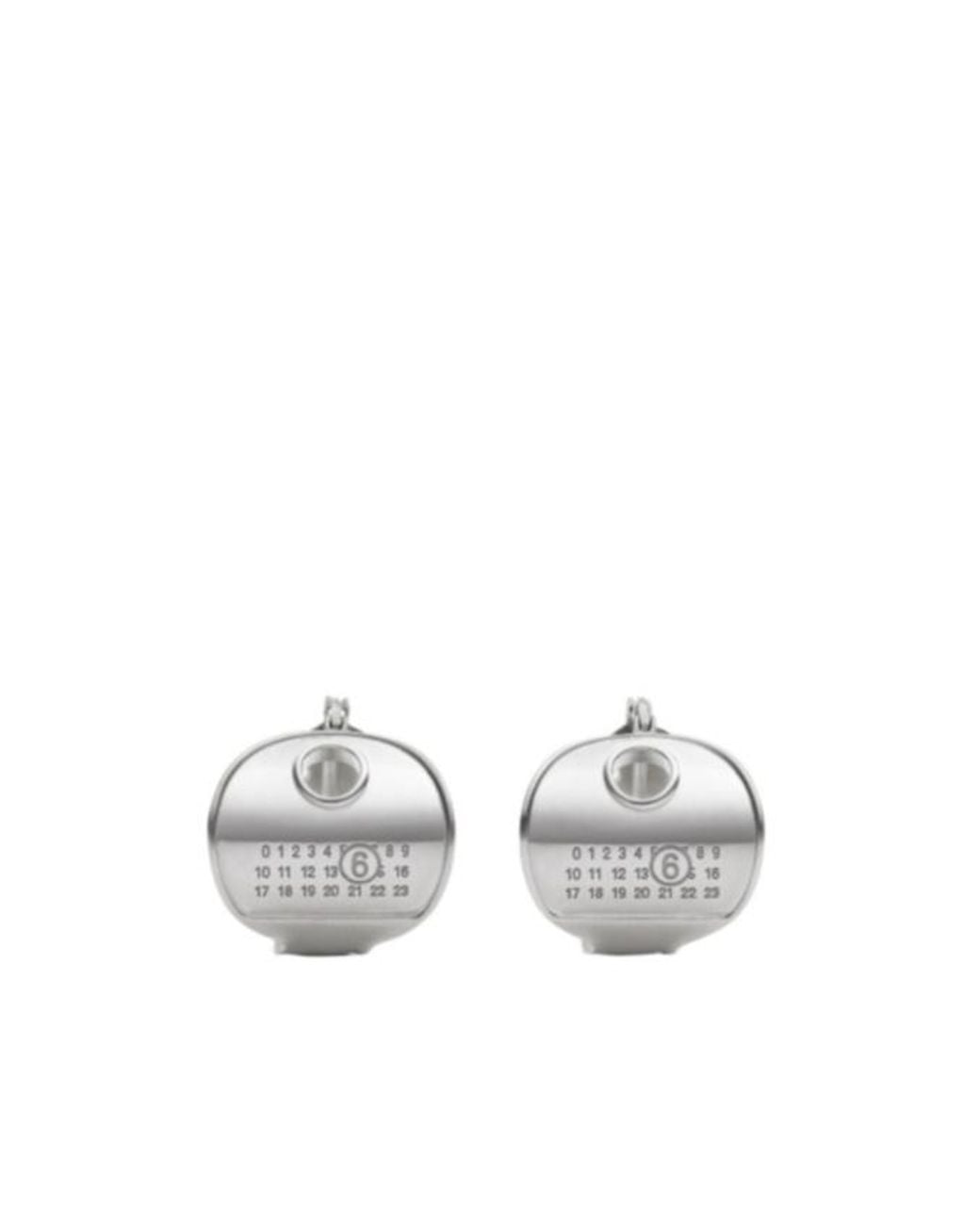 MM6 by Maison Margiela White Logo Engraved Earrings