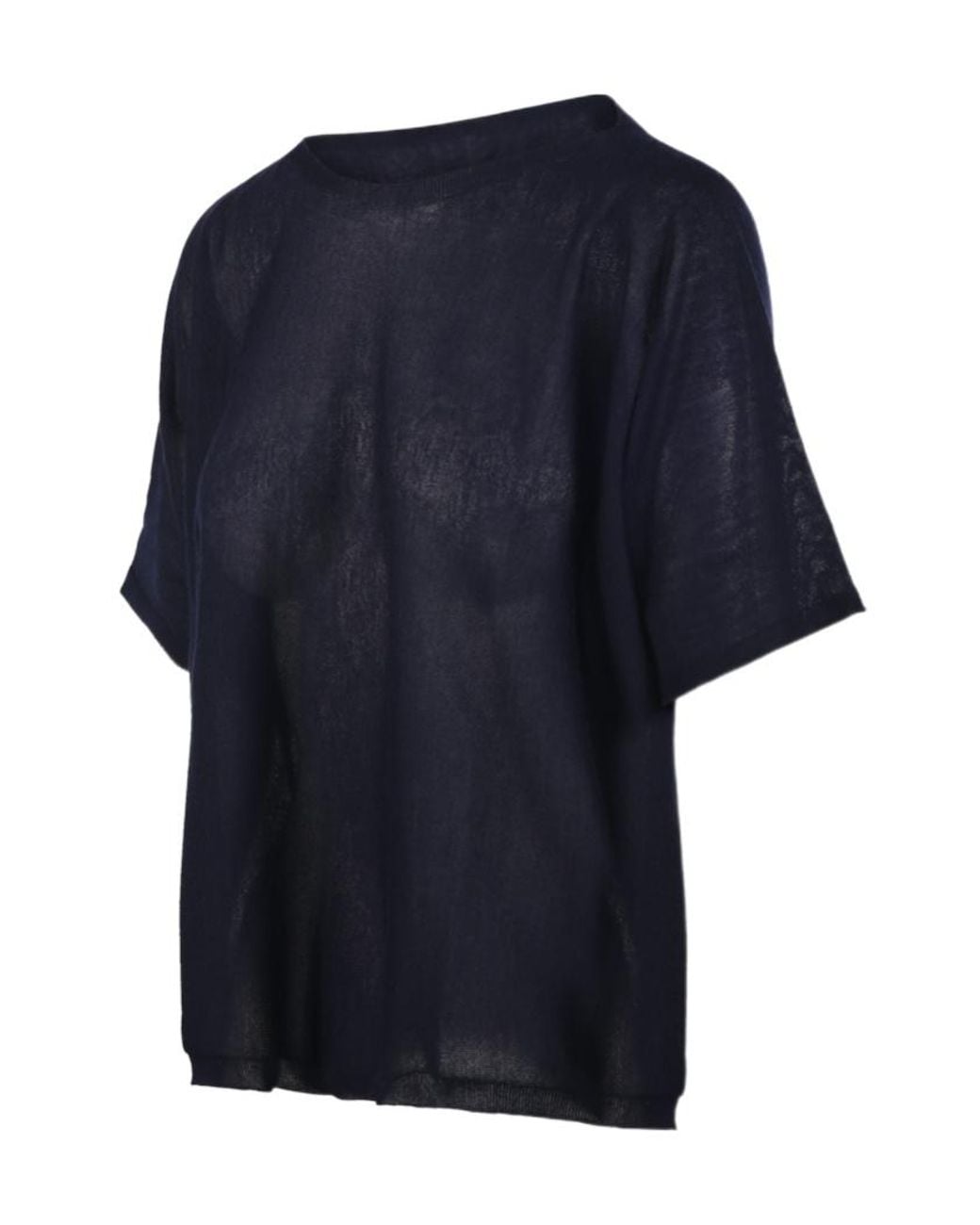 Roberto Collina Blue Sheer Short-Sleeve Knitted Sweater