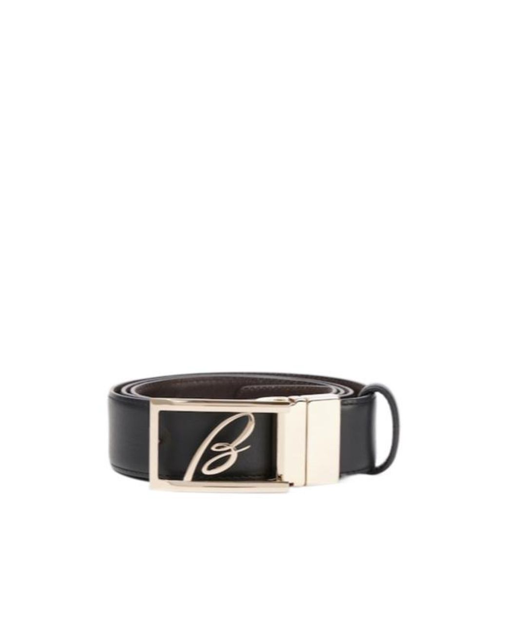 Brioni White Logo Leather Belt for men