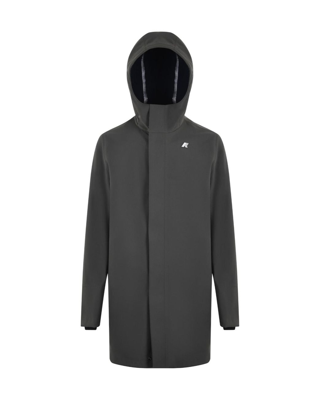 K-Way Gray Slim Fit Hooded Coat for men