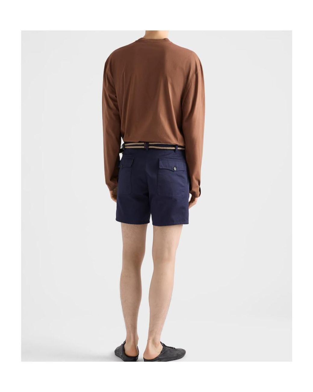 Prada Blue Cotton Bermudas for men