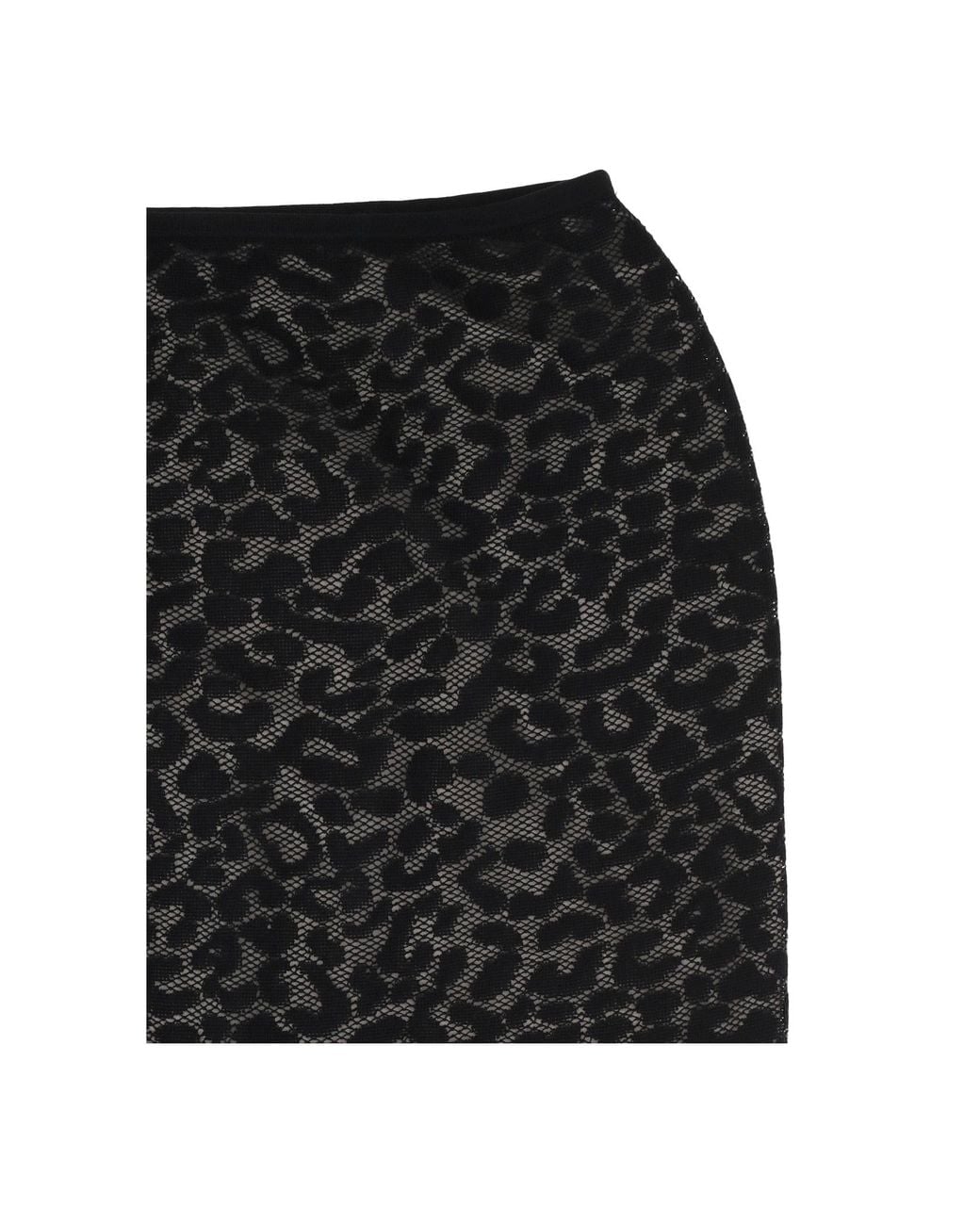 Theory Black Leopard Lace Pull-On Pencil Skirt