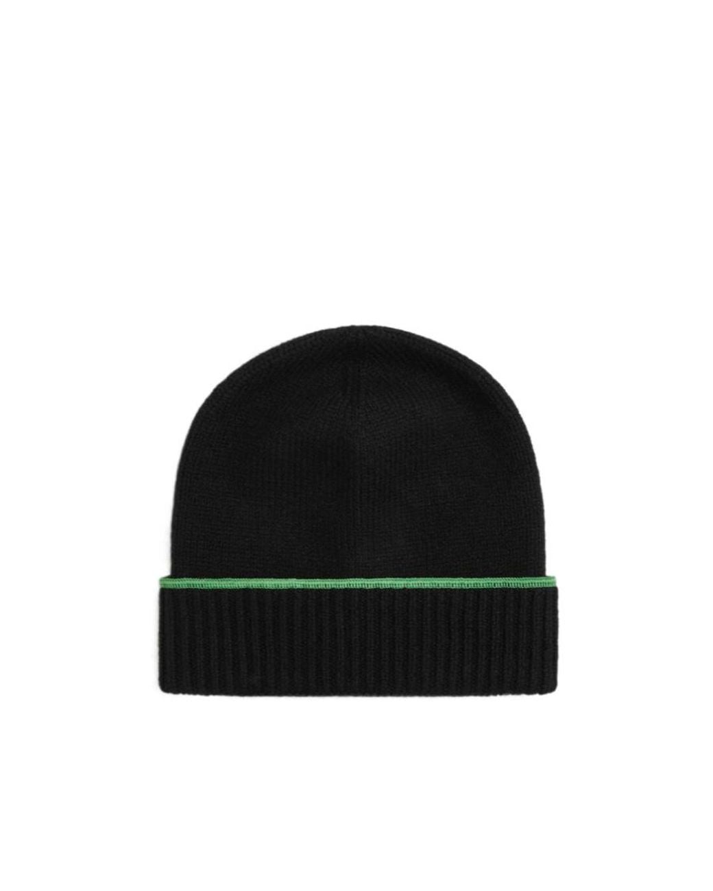Bottega Veneta Black Wool Cashmere Hemmed Wool Hat for men