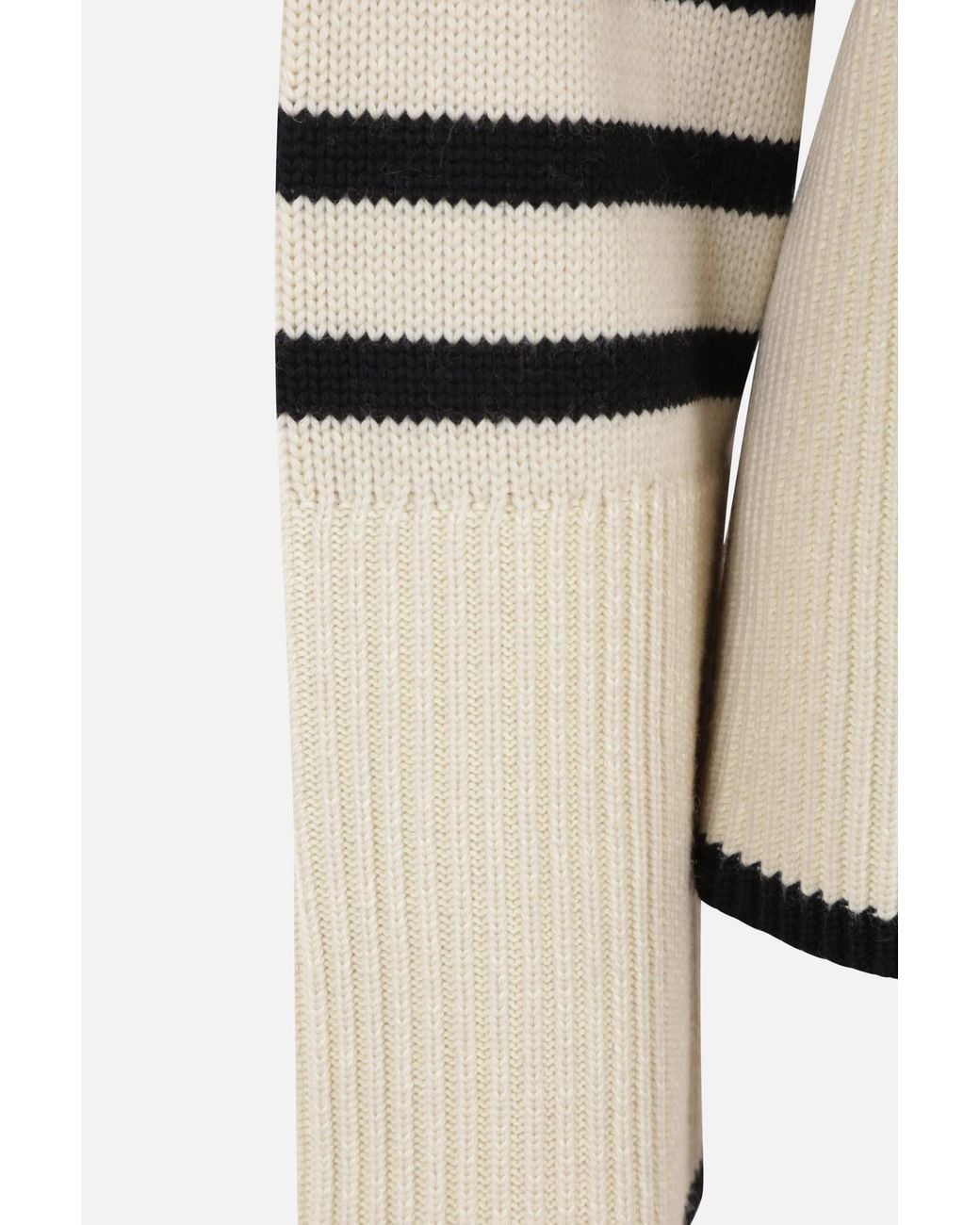 Totême Black Striped Turtleneck Wool-Blend Knitted Jumper