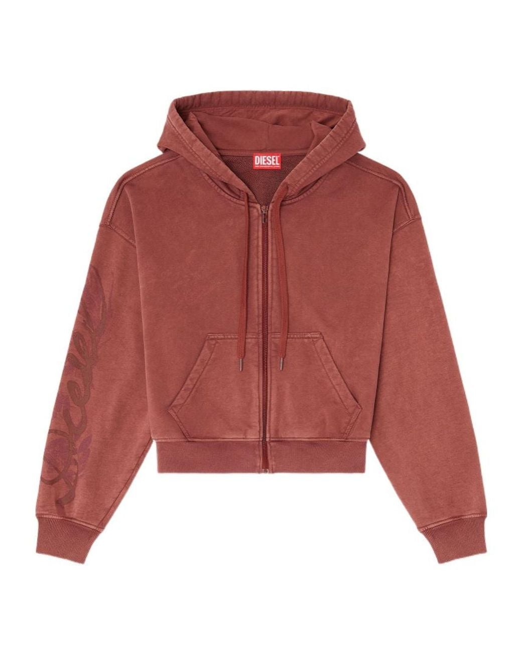 DIESEL Red F-Elycy Cropped Zip Hoodie