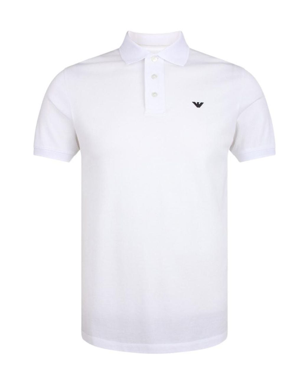 Emporio Armani White Logo-Embroidered Polo Shirt for men
