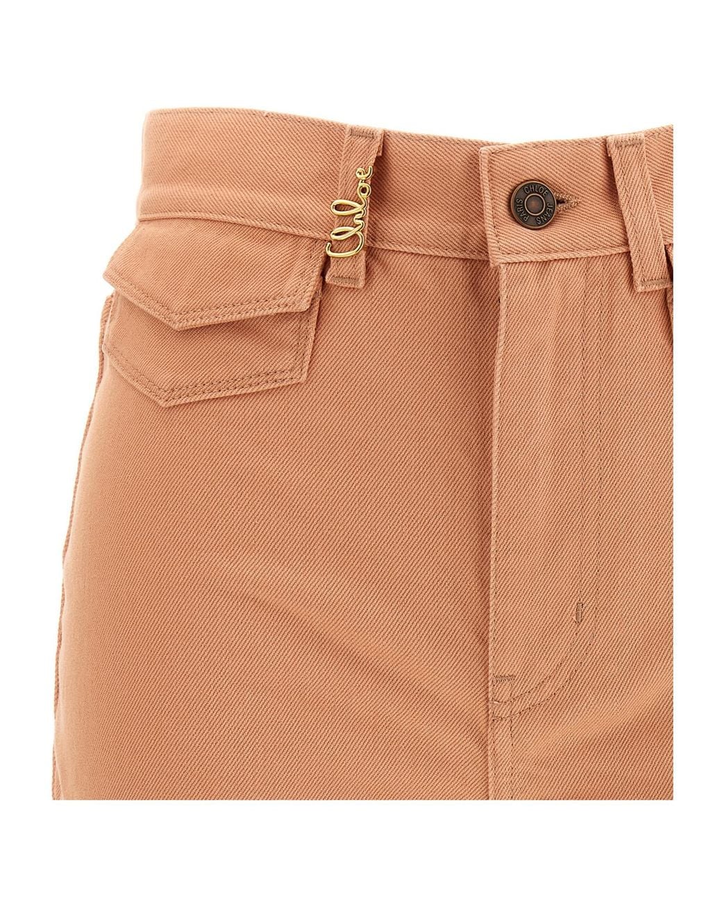 Chloé Natural Chloé High-Waisted Denim Shorts