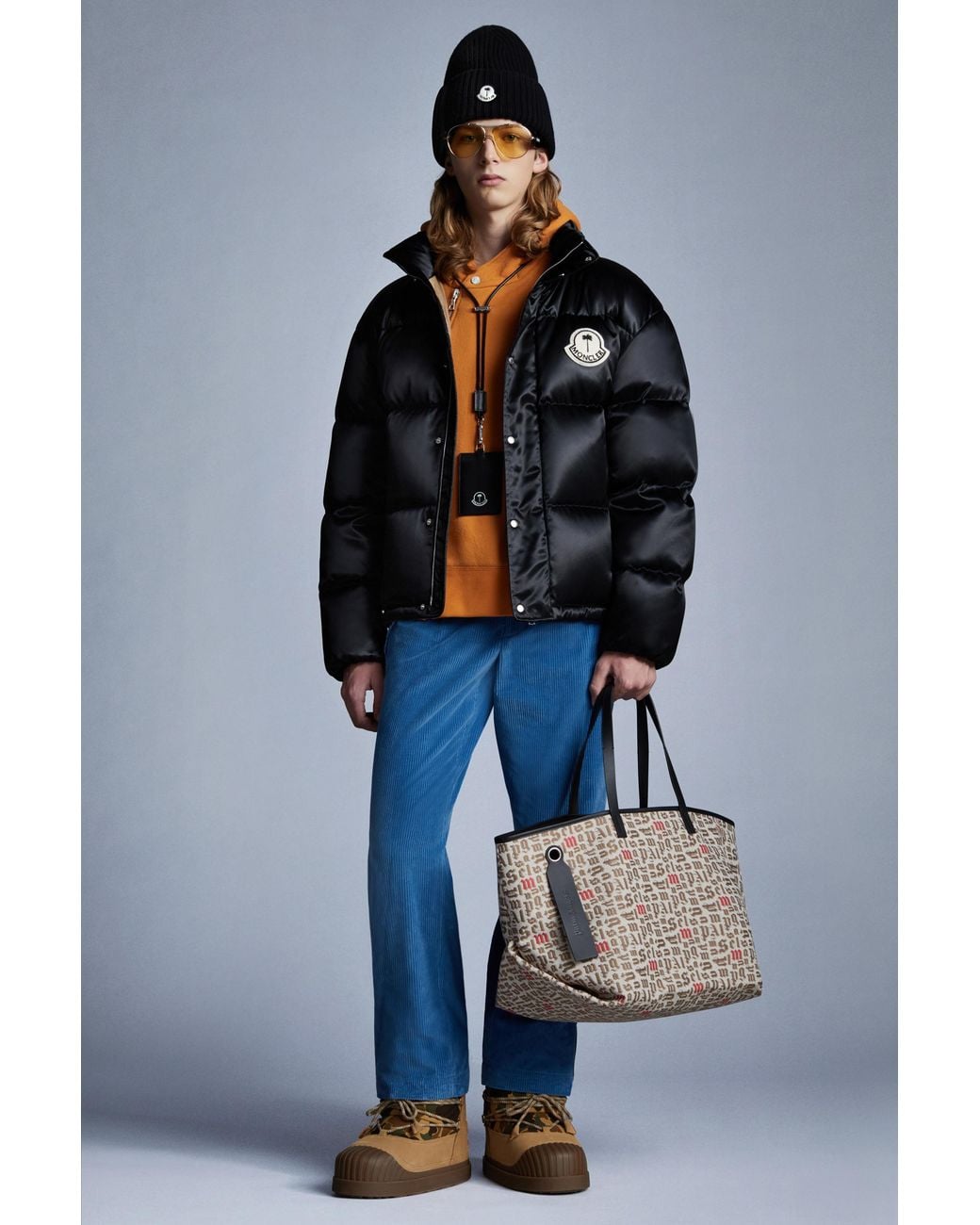 Moncler Brown Printed Handbag for men