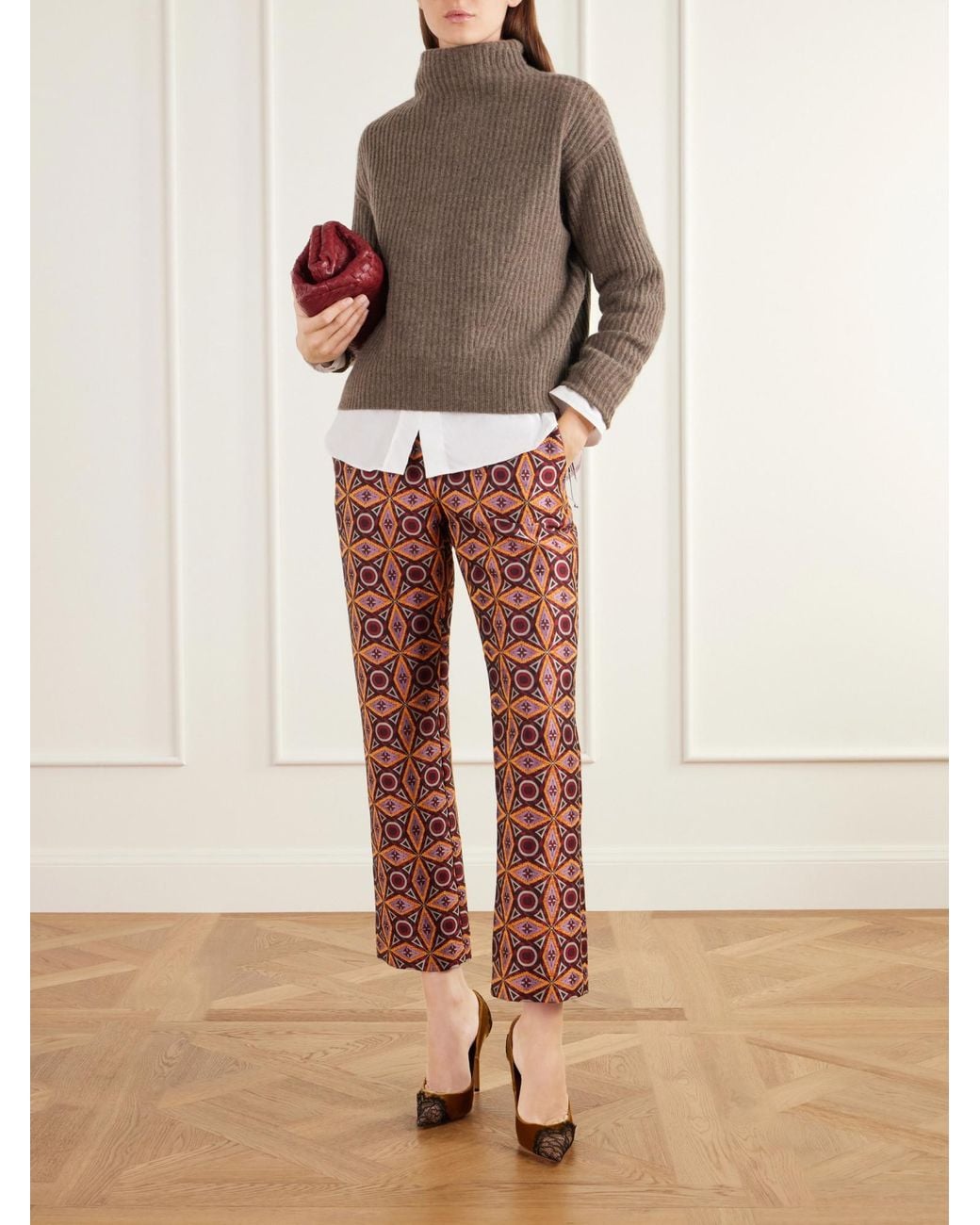 LaDoubleJ Red Knit Straight-Leg Pants