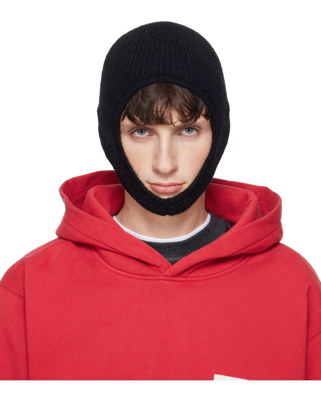 Jacquemus Black La Capuche Gros Grain Knitted Hat