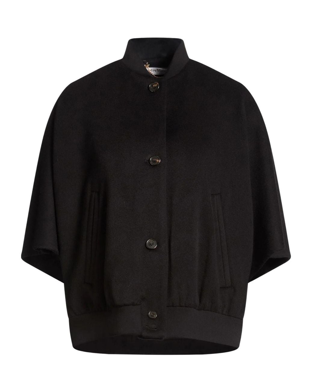 Max Mara Black Solid-Color Cashmere Coat