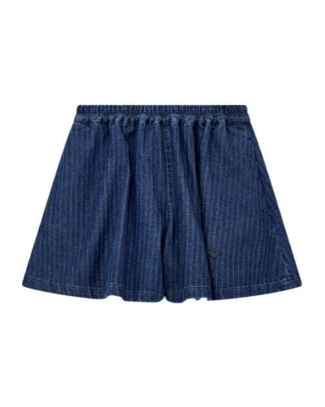 Emporio Armani Blue Pinstriped Denim Shorts