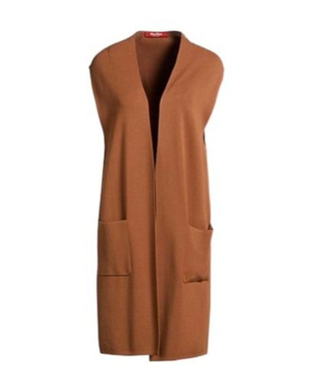 Max Mara Brown Solid-Color Sleeveless Knitted Cardigan