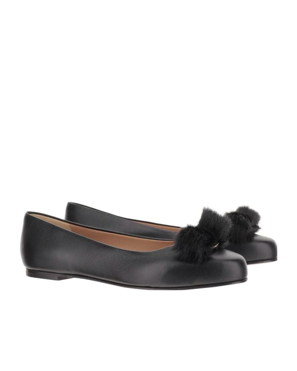 Ferragamo Brown Round-Toed Ballet Flats