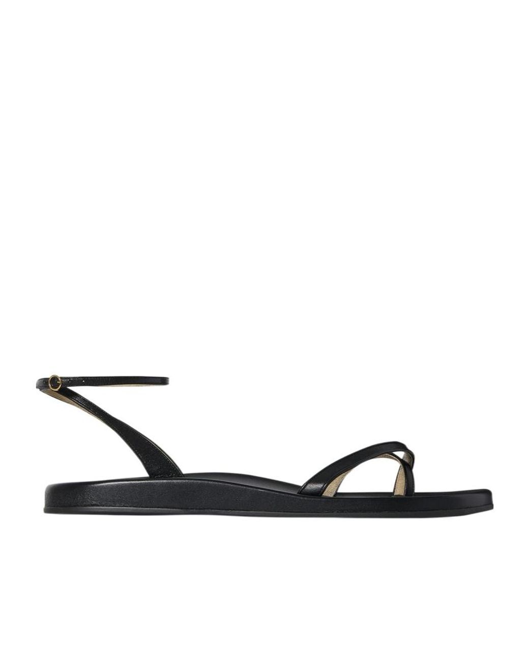 The Row White Leather Cross-Strap Sandals
