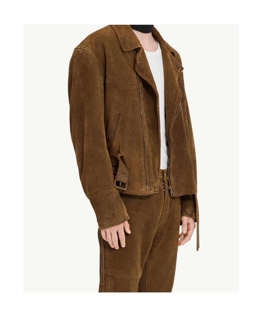 MM6 by Maison Margiela Brown Suede Biker Jacket for men