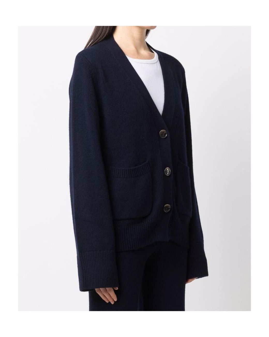 Lisa Yang Blue Danni V-Neck Button-Up Cardigan
