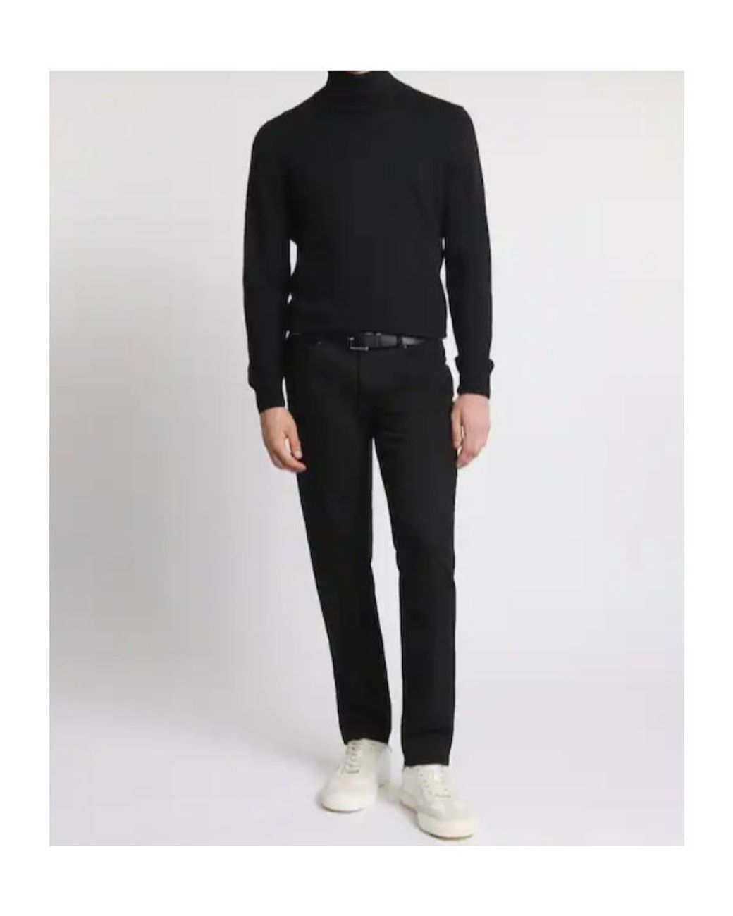 Fay Black High Neck Wool Sweater for men