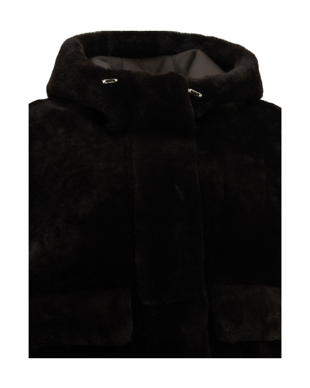 Blancha Black Hooded Fur Jacket