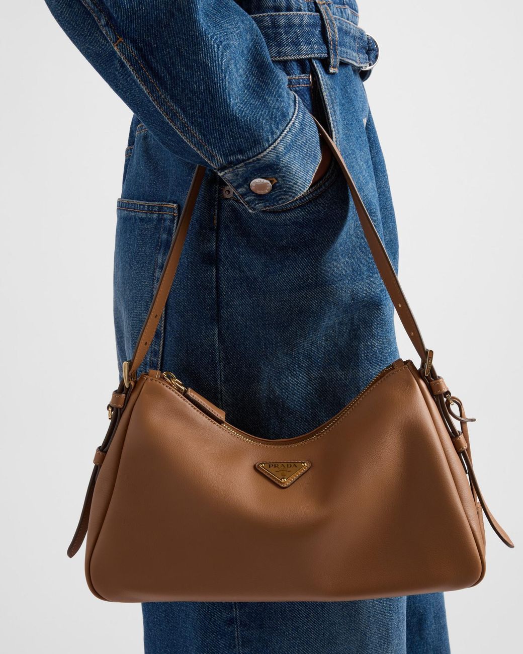 Prada Brown Aimée Zipped Medium Shoulder Bag