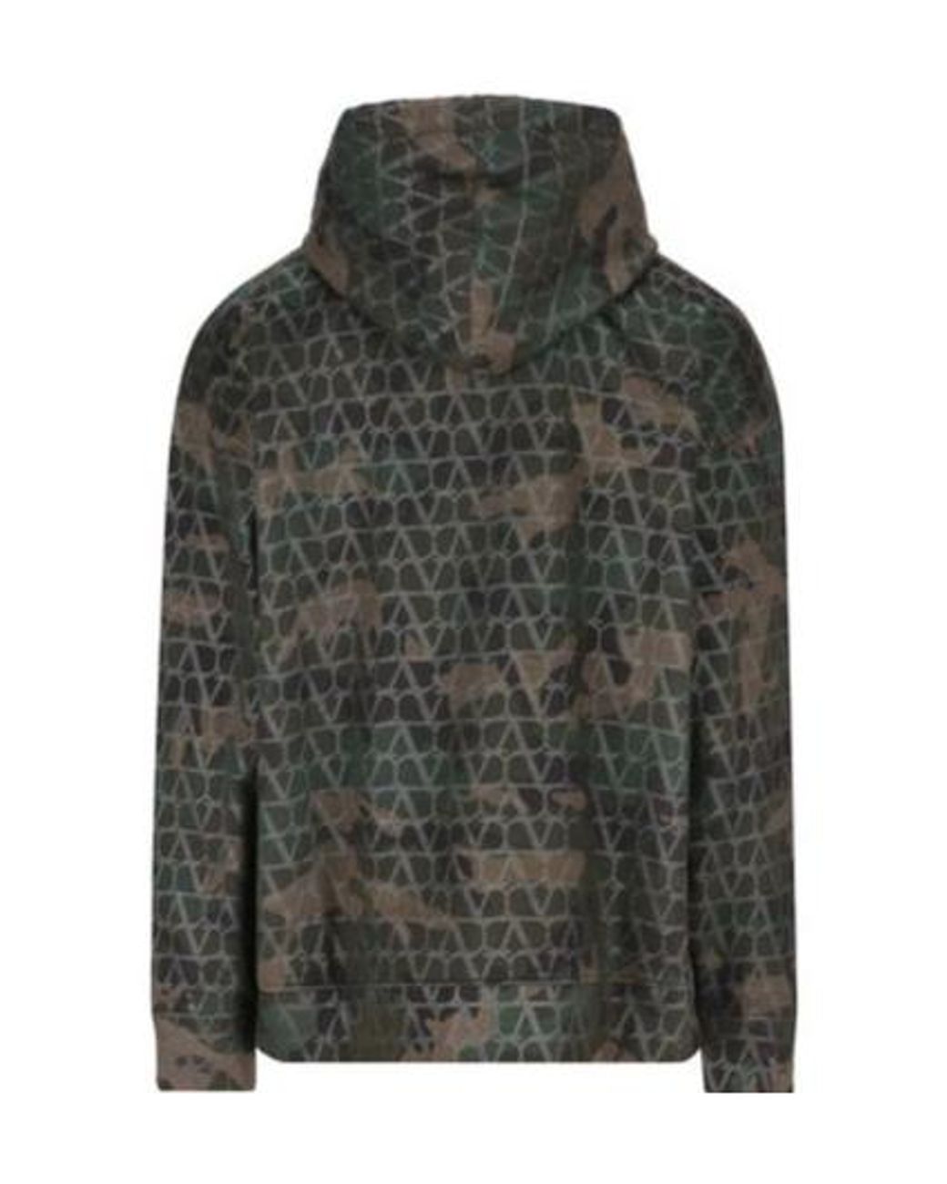 Valentino Green Camouflage Printed Drawstring Hoodie for men