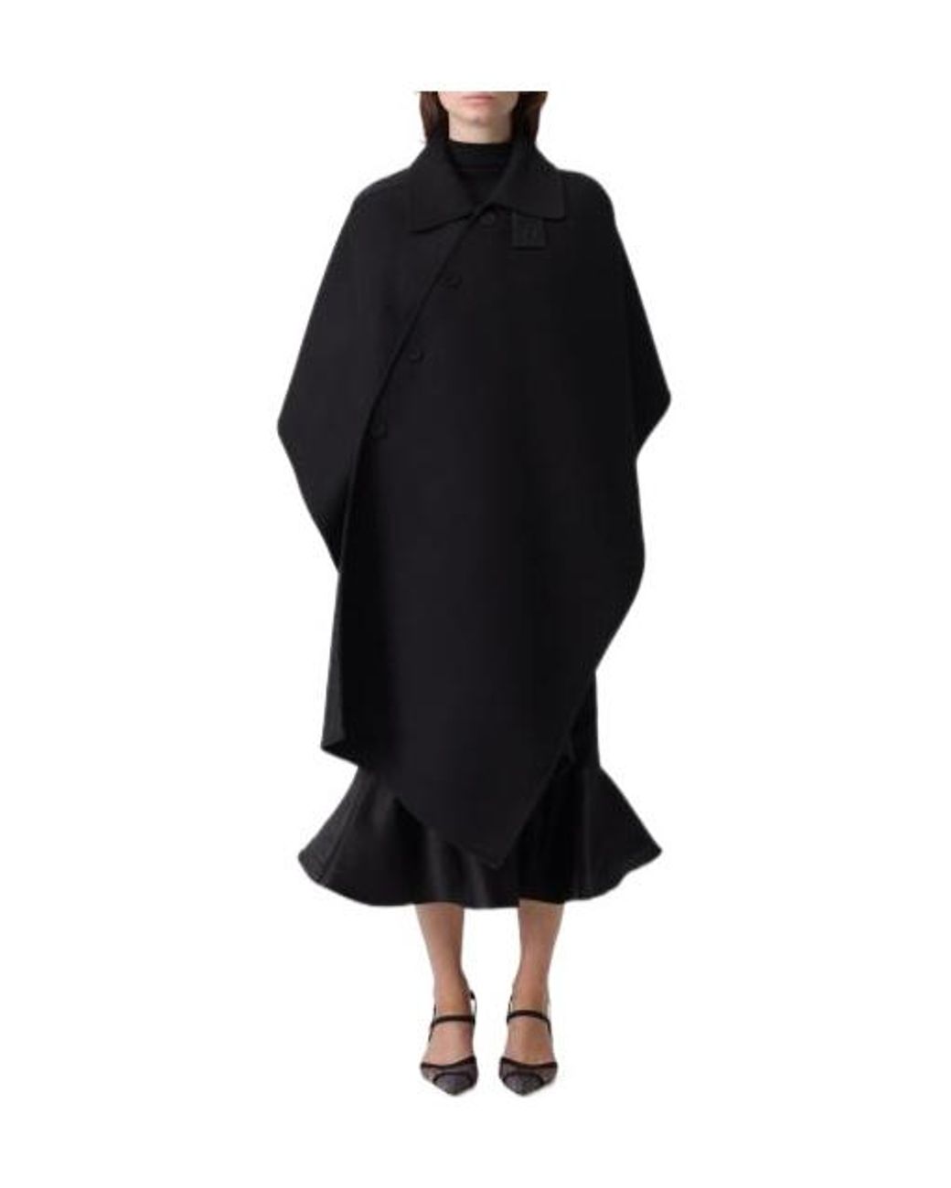 Fendi Black Enveloping Short Cloak