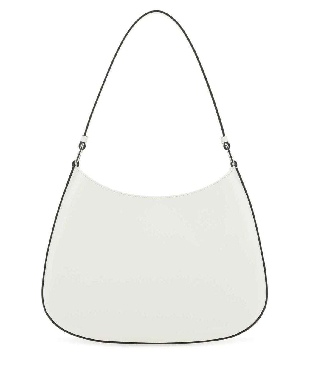 Prada White Cleo Brushed Leather Shoulder Bag