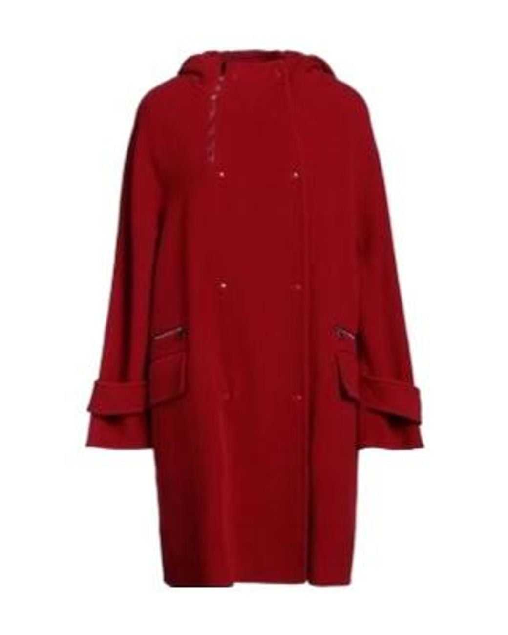Max Mara Red Minimalist Double-Breasted Hooded Coat